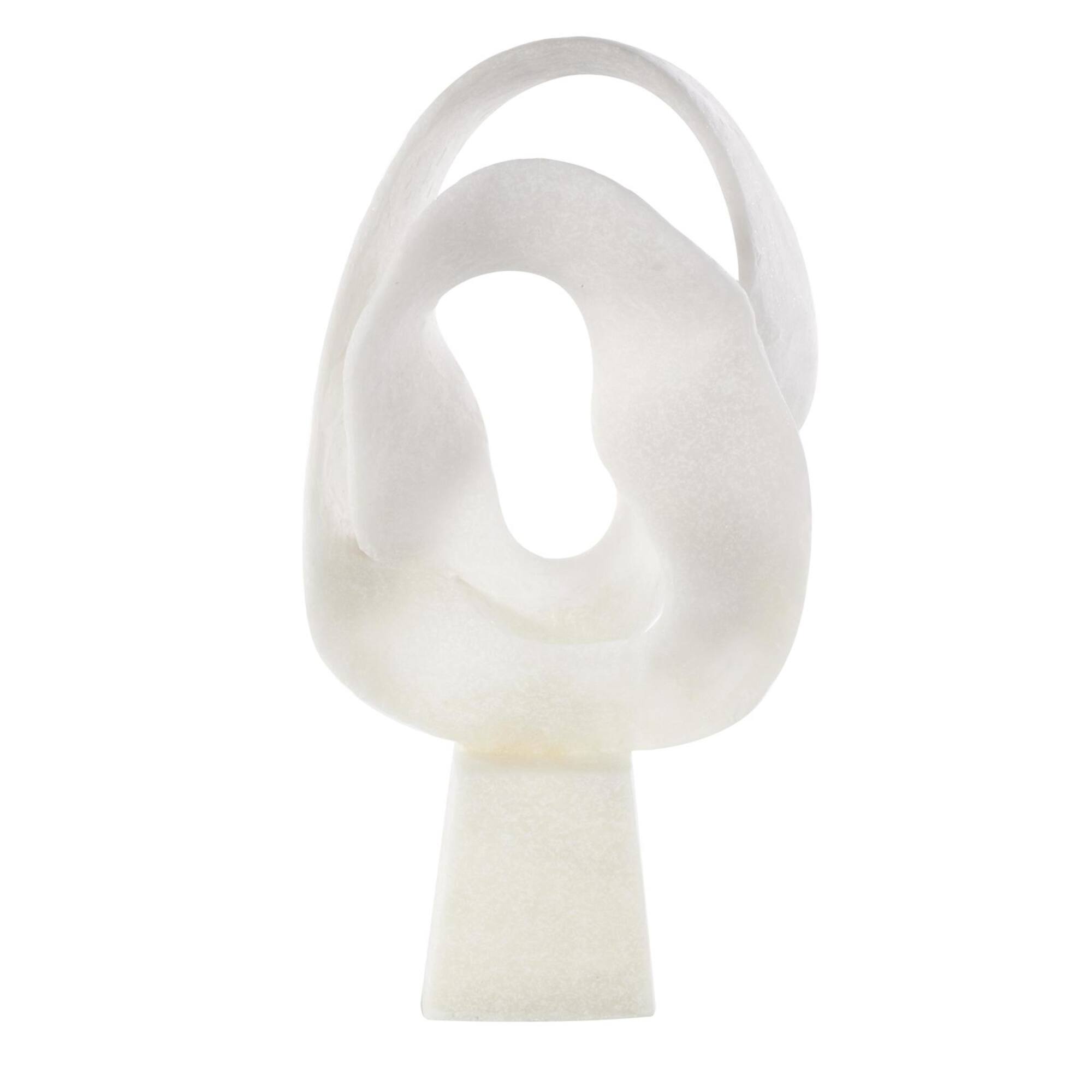 19" White Textured Wave Sculpture with Elevated Base
